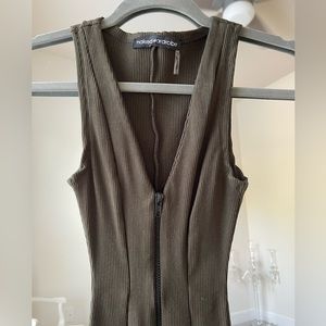 Naked Wardrobe Snatched Zip Front Sleeveless Jumpsuit